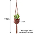 Handmade dusty pink macrame plant hanger, 90cm cotton rope hanging basket for garden decor - Milk Coffee