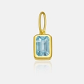Détail d'un pendentif en zircon aigue-marine rectangulaire avec monture en or s925 - Or 18K-Mars