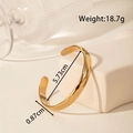 Golden hammered texture stainless steel C-shaped open bracelet 18.7g weight - Retro Hammered Texture