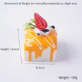 Orange square faux mousse cake model with strawberry and dimensions 6.5x5.4cm - Half Strawberry - Orange Jam Square Cake