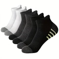 Lot de 6 chaussettes de sport en mesh respirant en noir, blanc et gris à rayures jaunes - Taille Unique 39-47 / Multicolore