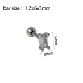 Silver stainless steel ear stud with clear rectangular zircon and 1.2x6x3mm bar size - Steel Color--Style 1 (Rectangle Zircon)