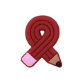 Silicone red pencil shaped ribbon bead for DIY jewelry making and shoe charms - Dark Red Pencil