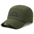 Cappellino sportivo 5 panel verde oliva ad asciugatura rapida con ricamo di montagna - Regolabile / Verde Militare