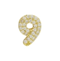 18k gold plated bubble number 9 pendant featuring pave set white crystals on white background - Number 9 / Gold