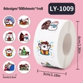 Roll of 500 Christmas cartoon stickers with 8 designs including polar bear and penguin - LY-1009 (Polar Animals)