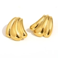 Polierte 18K vergoldete Edelstahl-Ohrstecker in Kürbisform im Vintage-Design - Kürbis Form (E8163) / Gold