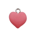 Pink resin heart charm with metal ring for DIY jewelry making and keychains - Rose Red