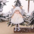 Colgante de ángel de Navidad de peluche con alas de purpurina y falda de copos de nieve - K-ts114 Colgante De Niña Con Sombrero De Asta De Ciervo Blanca