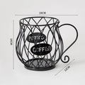 Kapselhalter aus schwarzem Metall im Tassendesign mit COFFEE-Schriftzug, 19cm breit - Teekannen-Stil / Schwarz