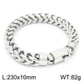 Silver stainless steel cuban link chain bracelet for men, size 230x10mm, weight 82g - Style B (KB156372-KFC)