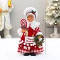 Standing Christmas chef doll in red plaid dress holding a lollipop and rolling pin, 28cm - Mrs. Claus Chef/Standing/28cm