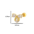 Golden stainless steel bow tragus earring with clear cubic zirconia stones and 0.91cm width - 1# Golden