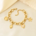 Detail of vintage French style gold cross heart pendant bracelet on elegant silk background - Heart Flower Style (KB204094-SXSJ)