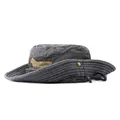 Outdoor dark grey sun hat with wide brim, camouflage trim and adjustable wind rope - One Size / Black