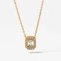 Elegant gold titanium steel necklace with rectangular zircon pendant and cluster crystals - Gold Rectangle Transparent Gemstone Style (KDD469)