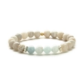 Bracciale elastico con pietre naturali turchese e perle bianche effetto marmo - Quarzo Rosa