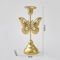 Golden butterfly iron candlestick holder with minimalist European luxury design, height 17.5cm - Small Butterfly / Gold