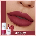 Βελούδινο ματ υγρό κραγιόν στην απόχρωση #E509 με επαγγελματικό δείγμα στα χείλη - E509