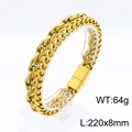 Bracelet vintage en acier inoxydable doré pour homme, maille cubaine 220x8mm - 22cm / Or