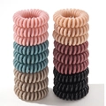Set of colorful spiral plastic telephone wire hair ties in pink, blue, and black shades - Set of 6 / Morandi 6 Colors