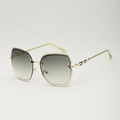 Lunettes de soleil sans monture oversize pour femmes avec verres dégradés verts et chaîne - E01 Y-2 / Vert Dégradé