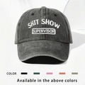 Washed grey cotton baseball cap featuring Shit Show Supervisor white embroidery - One Size / Black