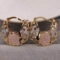 Elegant hollow rose stud earrings in gold, silver, and rose gold finish for women - Multicolor