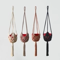 Handmade macrame plant hangers with cotton rope tassels in four earth-tone colors - 90cm/150g / Combination Style