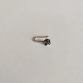 Silver non-pierced U-shaped nose ring with a delicate floral design detail - Antique Silver Small Flower Style (WG-1327)