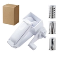 White manual rotary cheese grater with three stainless steel blades and brown box - 3-in-1 Set (Boxed)