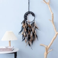 Handmade black Tree of Life dream catcher with natural feathers and copper wire weave - Secret Forest Tree