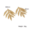 Pendientes de hoja en acero chapado en oro 18k de 38,4 mm de largo por 32 mm de ancho - Dorado