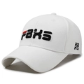 Casquette de baseball en coton blanc avec broderie Faxs noire et détail rouge - Réglable / Blanc