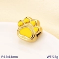 Golden cat paw bead with yellow enamel finish for charm bracelets, 15x14mm size - Yellow (KLJ10204-ZLA)