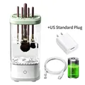 Pulitore per pennelli da trucco verde chiaro con spina USA e cavo di ricarica USB - Bianco Trasparente (Ricaricabile + Adattatore USA)