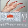 Transparante nagelverlenging mal set in 16 maten met gedetailleerde maattabel en maten - Slanke Punty Stijl (03) / 160-Stuks Verpakking / Transparant