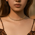 Minimalist 18K gold-plated brass choker necklace with chunky link design for women - 18K Gold