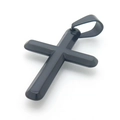 Minimalist black polished stainless steel cross pendant necklace charm with smooth finish - Black Style (KP115615-HR)