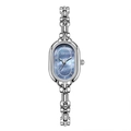 GEDI vintage quartz watch with silver oval case and blue mother-of-pearl dial - Silver & Blue