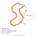 18K gold plated stainless steel chain necklace with 6.9mm width and textured link design - Hand-assembled Ring Necklace - Gold