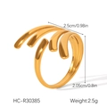 Detailed view of golden multi-layer spiral ring with dimensions and weight specs - Multi-layer Wrap Style (HC-R30385)