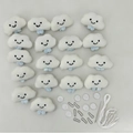 DIY kit featuring 18 plush white cloud charms with smiley faces and blue feet accents - DIY Semi-finished Door Curtain Material Pack (With Needle)