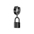 Industrial style black padlock hoop earrings in stainless steel for a modern unisex look - Lock Shape / Earring (Pierced) / Black