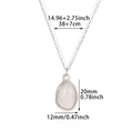 Detail of water drop necklace with silver edges and 38+7cm chain length specs - Silver Milky White Water Drop