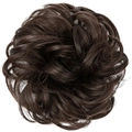 Deep brown messy hair bun extension with natural synthetic fibers on white background - 6# Chestnut Brown