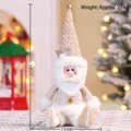 Père Noël en peluche sans visage or champagne et blanc crème pour décor de Noël - Père Noël assis
