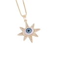 Détail du pendentif Œil maléfique plaqué or 18 carats avec résine bleue et zircons - Style Étoile à Huit Branches (14#)