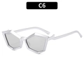 Occhiali da sole poligonali geometrici argento con lenti grigio chiaro C6 - Montatura Argento Lenti Argento