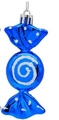Royal blue electroplated candy Christmas ornament with white swirl and polka dots - Blue
